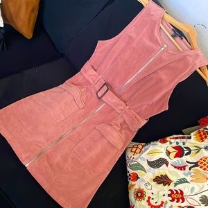 Velvet pink dress with front zipper.Cute used once